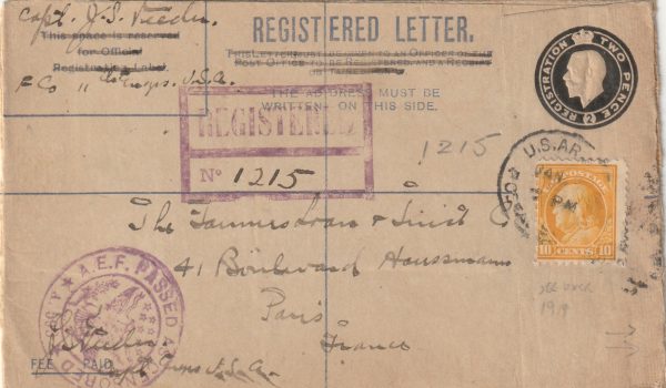 1919 FRANCE…US A.E.F. FORCES REGISTERED