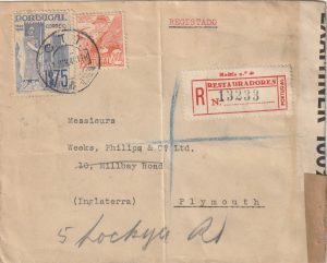 1941 PORTUGAL - GB..REGISTERED CENSORED..