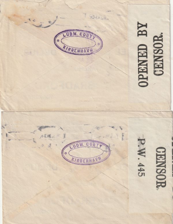 1917 & 1919 DENMARK - GB…WW1 CENSORED MAIL.. [23144] - Image 2