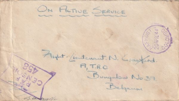 1944 CEYLON - INDIA..RAFPOST COLOMBO..