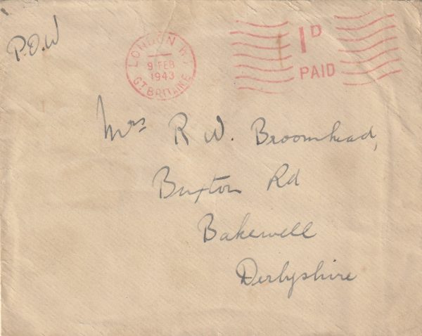 1943 ITALY - POW MESSAGE VIA VATICAN..