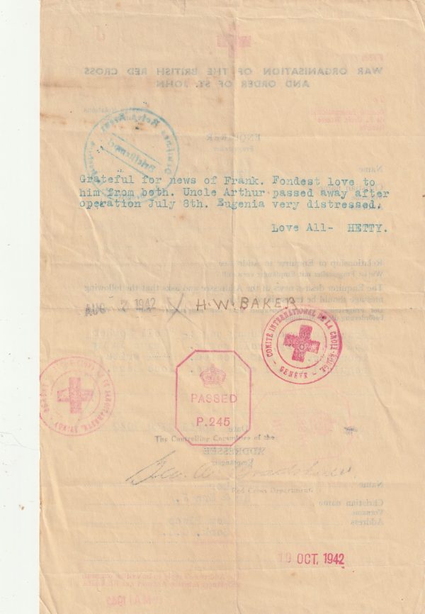 1942 GB - SARK(CHANNEL ISLANDS)..RED X MESSAGE FORM.. [23170] - Image 2