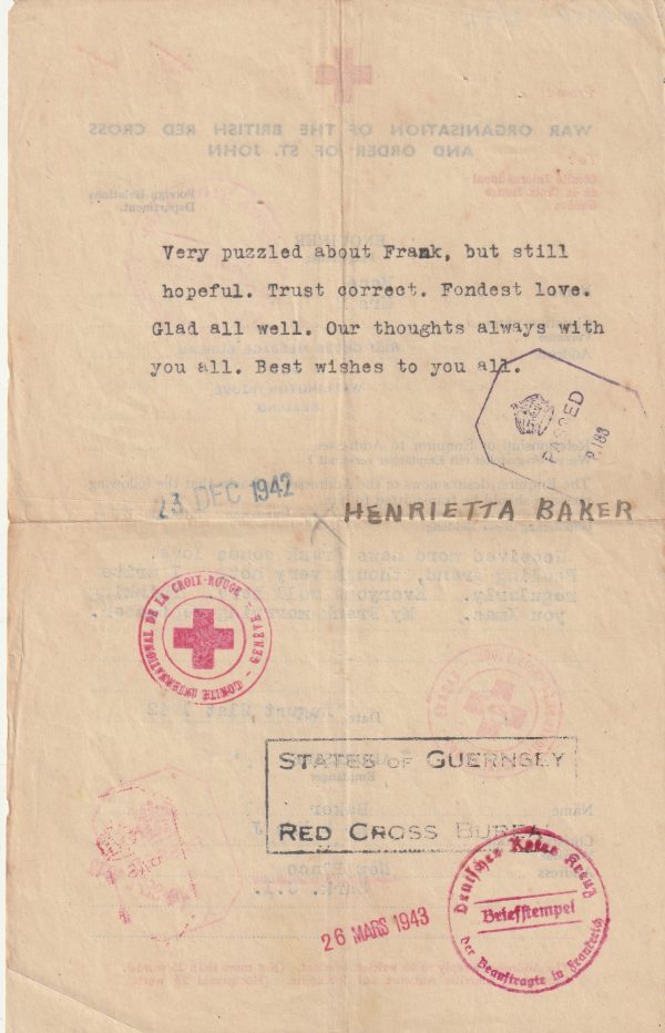 1942 GB - SARK(CHANNEL ISLANDS)..RED X MESSAGE FORM.. [23171] - Image 2