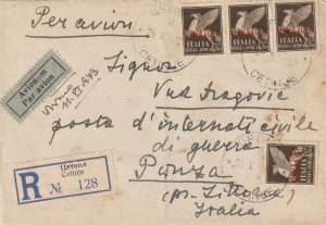 1943 MONTENEGRO - ITALY..REGISTERED AIRMAIL..CIVIL INTERNEE..