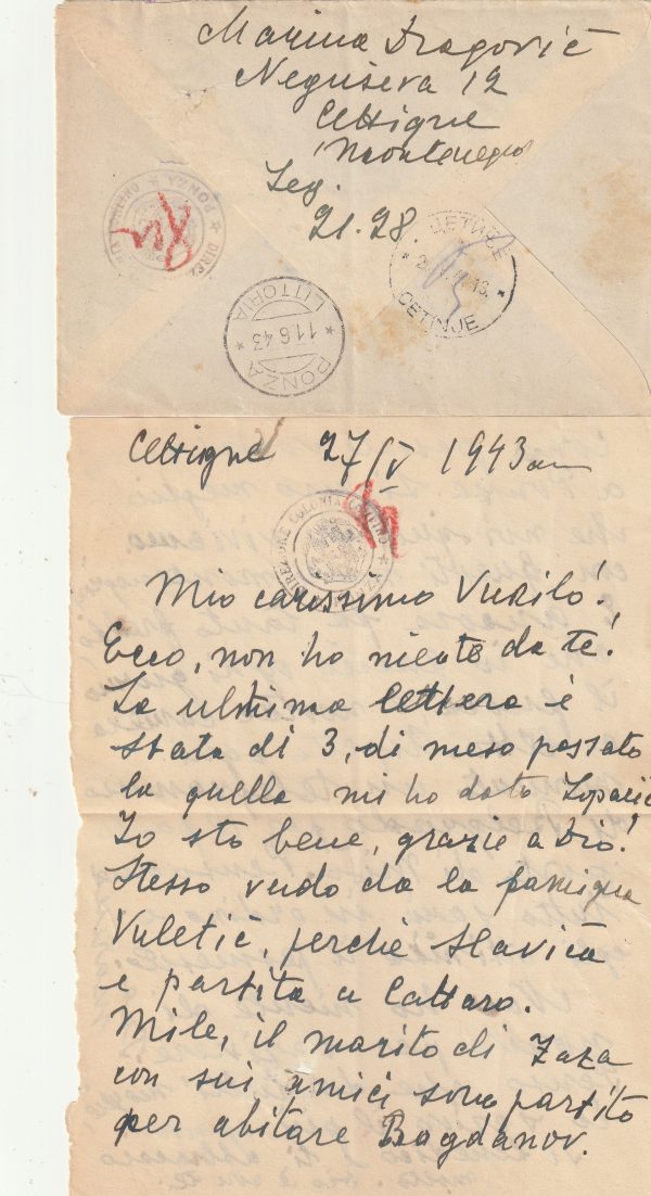1943 MONTENEGRO - ITALY..REGISTERED AIRMAIL..CIVIL INTERNEE.. [23184] - Image 2
