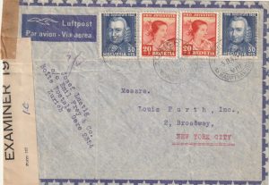 1942 SWITZERLAND - USA..CENSORED IN BERMUDA..