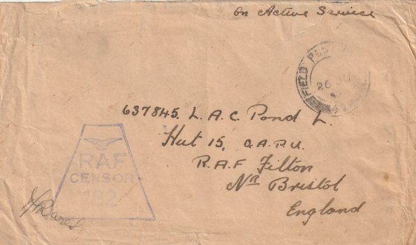 1941 SIERRA LEONE- - GB…CENSORED TO RAF FILTON..