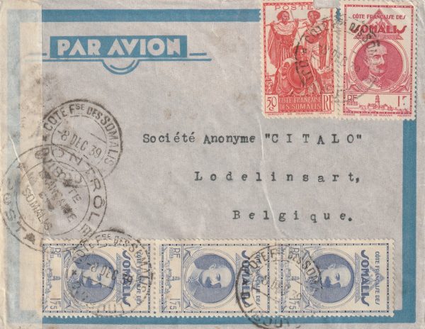 1939 FRENCH COLONIES (DJIBOUTI) - BELGIUM..