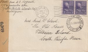 1944 USA - PITCAIRN Is…WW2 CENSORED..