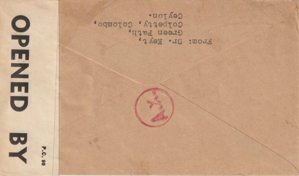 1942 CEYLON - SWITZERLAND…WW2 RED CROSS POSTAL MESSAGE SCHEME… [23238] - Image 2