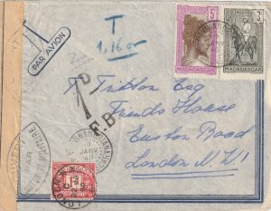 1940 MADAGASCAR -GB..QUAKERS MAIL & POST DUE..