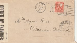 1944 NEW ZEALAND - PITCAIRN Is..WW2 CENSORED..