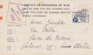1944 AUSTRALIA - ITALY..WW2 POW MAIL..