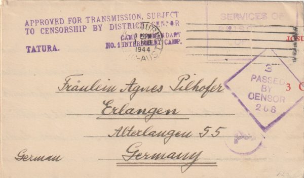 1944 AUSTRALIA - GERMANY..WW2 POW MAIL..