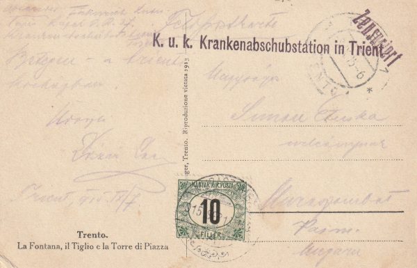 1915  AUSTRIA - HUNGARY..HOSPITAL & TAXED..