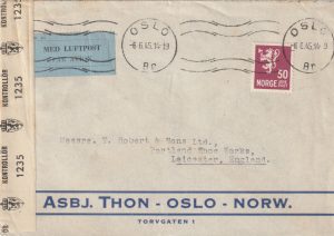 1945  NORWAY - GB..POST WAR CENSOR..