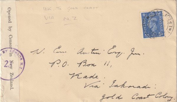 1942-43  GB - GOLD COAST APPARENTLY VIA N.Z..