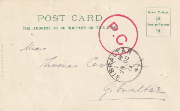 1914 GIBRALTAR..EARLY WW1 POW..