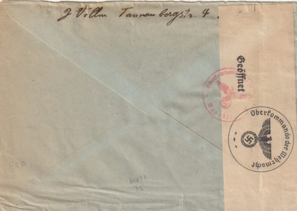 1940  GERMANY - NETHERLANDS,,WAGONS LITS - COOK, REGISTERED CENSORED.. [23263] - Image 2