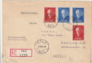 1940 NORWAY - GERMANY…WW2 REGISTERED & CENSORED..