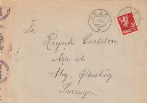 1944 NORWAY - SWEDEN..WW2 GERMAN OSLO CENSOR..