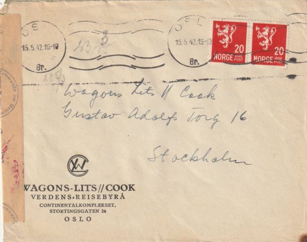 1942 NORWAY - SWEDEN..WW2 WAGONS-LITS/COOKS..