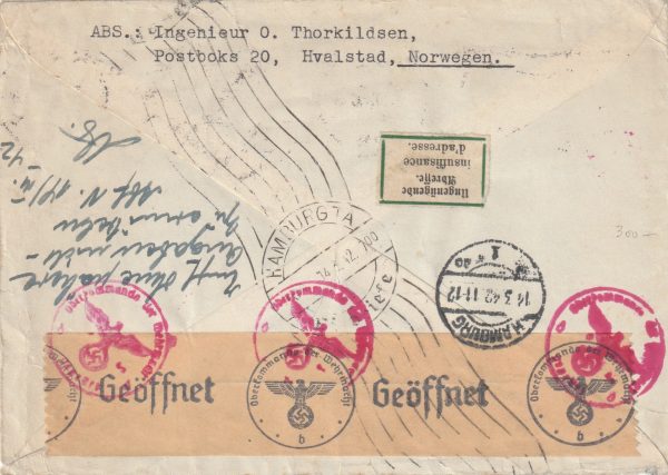 1942  NORWAY - GERMANY..CENSORED in BERLIN & R.T.S… [23282] - Image 2