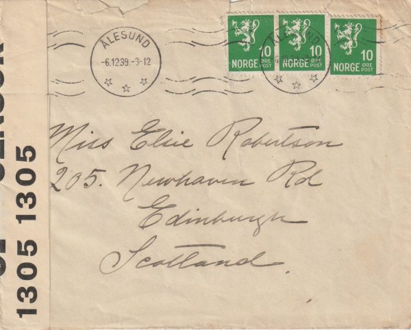 1939 NORWAY - GB…PC66 OPENED BY CENSOR..