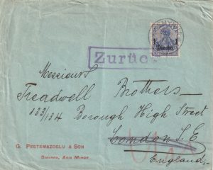 1914 TURKEY (SMYRNE) - GB..RETURNED..