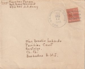 1945 ANTIGUA -BARBADOS- US APO 855 ..INTER ISLAND..