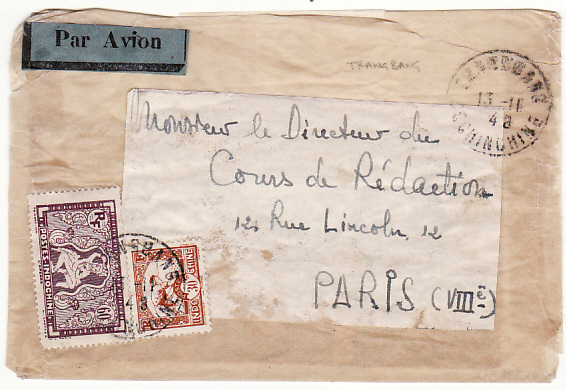 INDO-CHINE-FRANCE [1948 TRANGBANG to PARIS]