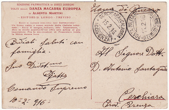 ITALY [WW1 MILITARY PROPAGANDA CARD]