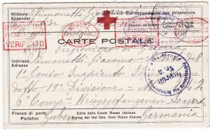 ITALY-GERMANY...1918 WW1 RED CROSS CARD + REPLY to POW...