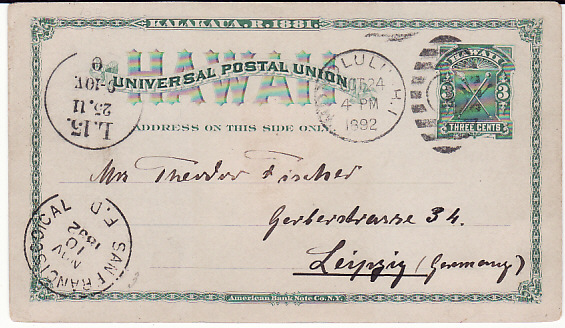 HAWAII-GERMANY...1882-92 USA POSSESSIONS STATIONARY..