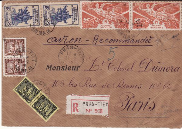 INDO-CHINE-FRANCE....REGISTERED AIRMAIL
