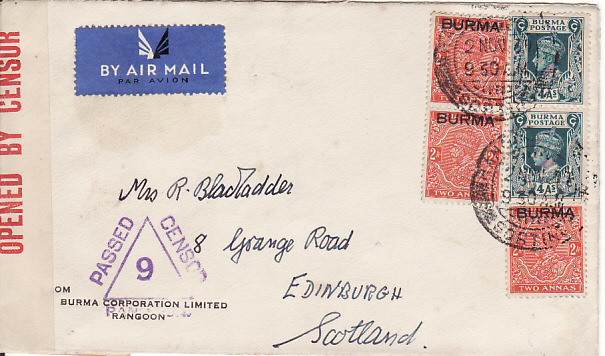 1939 BURMA - GB...WW2 CENSORED... [14450] - Mike White UK Postal History