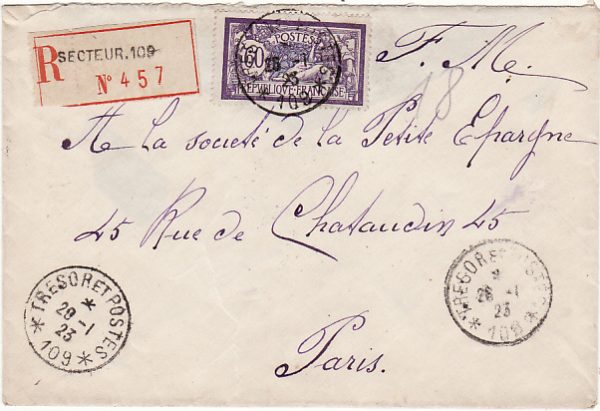 GERMANY-FRANCE…1923 FRENCH OCCUPATION FORCES..REGISTERED…