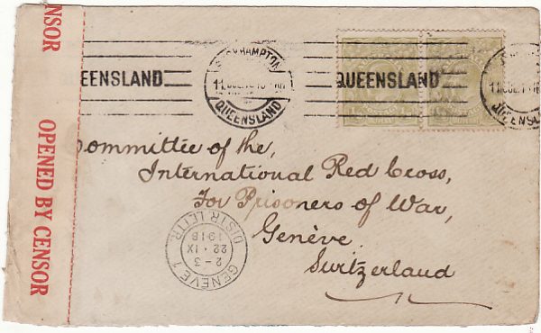 AUSTRALIA - SWITZERLAND…1918 RED CROSS POW MAIL..