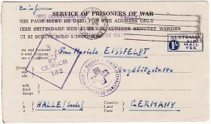 AUSTRALIA - GERMANY…WW2 POW MAIL..
