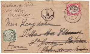 SOUTH AFRICA - FRANCE…1904 TRANSVAAL REDIRECTED & TAXED…