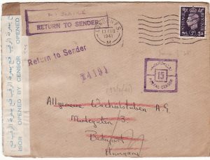GB - HUNGARY...WW2 via EGYPT & SERVICE SUSPENDED …