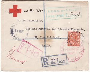 GB…WW1 BRITISH FORCES in FRANCE RED CROSS REGISTERED & CENSORED…