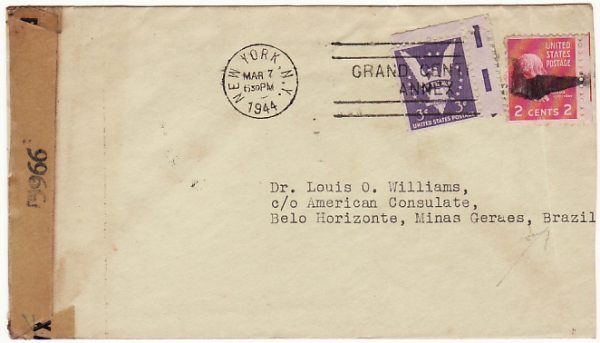 USA -  BRAZIL…WW2 CONSULAR MAIL from ORCHID SOCIETY…