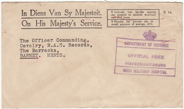 SOUTH AFRICA - GB….WW2 OHMS PENALTY ENVELOPE...