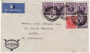 GB-INDO-CHINE...AIRMAIL with PERFINS via FRENCH SERVICE..