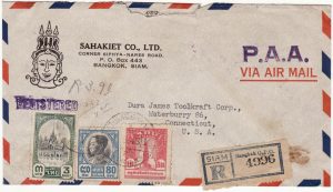 THAILAND-USA…..REGISTERED AIRMAIL…