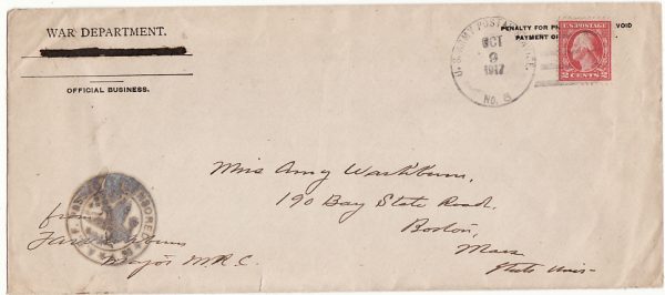 FRANCE-USA...WW1 WAR DEPARTMENT PENALTY ENVELOPE from A.E.F.....