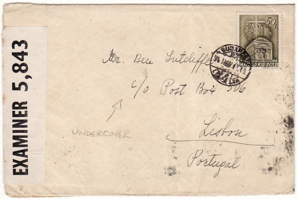 HUNGARY-PORTUGAL-GB [UNDERCOVER MAIL-BOX 506-DOUBLE CENSORED]