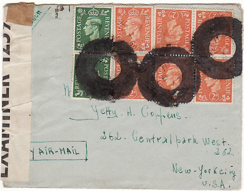 GB - USA...FREE BELGIAN ARMY in EXILE with BLOTTED OUT CANCELS - UNDERCOVER MAIL…