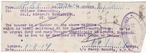 GB - FRANCE….ROYAL FLYING CORPS PASS….